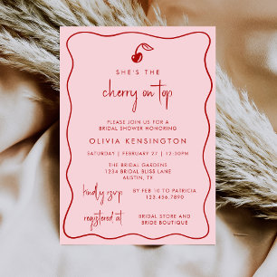 Invitation Coquette Elle est la cerise sur le gâteau : Shower