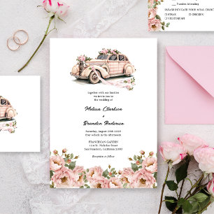 Invitation Coquette Floral Blush Mariage rose