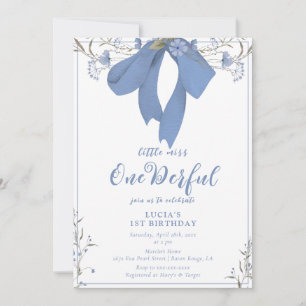 Invitation Coquette florale superbe Bow Girl 1er anniversaire