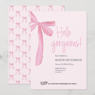 Invitation Coquette Hello Gorgeous Pink Bow Fête de la Saint-