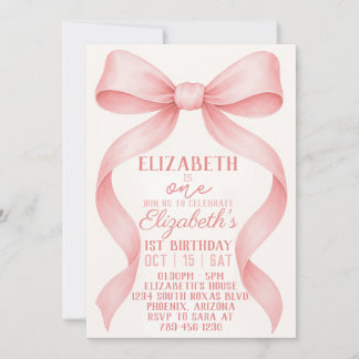 Invitation Coquette modifiable Bow rose Anniversaire Invitati