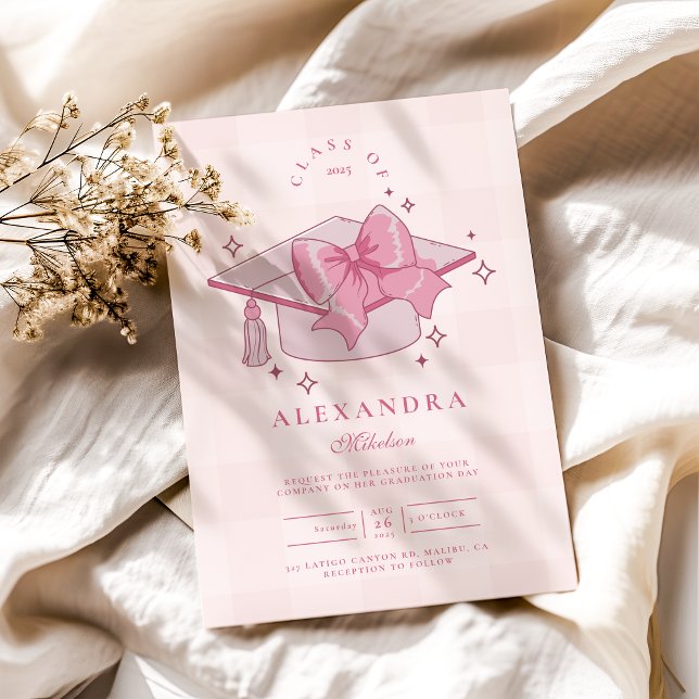 Invitation Coquette Pink Bow Graduation (Créateur téléchargé)