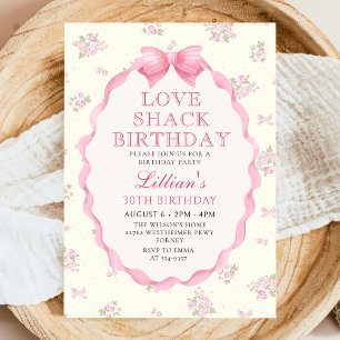 Invitation Coquette Pink Bow Love Shack Anniversaire Invitati