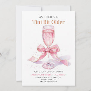 Invitation Coquette Pink Bow Martini Anniversaire