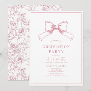 Invitation Coquette Pink Bow Ribbon Party de graduation
