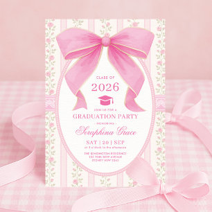 Invitation Coquette Pink Bow Shabby Chic Graduation Party