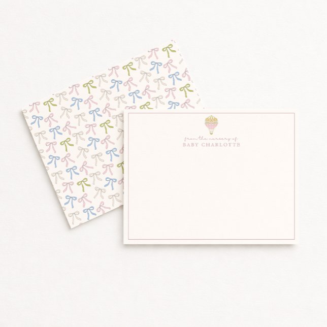 Invitation Coquette Pink Hot Air Balloon Nursery Note Card (Créateur téléchargé)