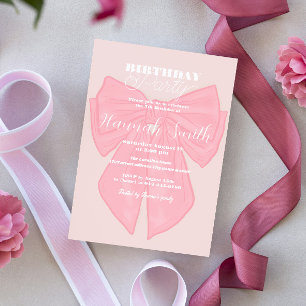 Invitation Coquette Pink Ribbon Bow