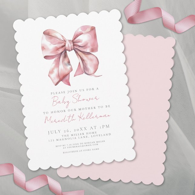 Invitation Coquette Posh Pink Bow Girl Baby shower (Coquette Posh Pink Bow Girl Baby Shower Invitation)