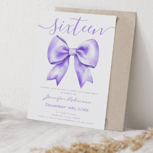 Invitation Coquette Purple Bow Sweet 16 Anniversaire