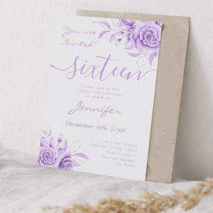 Invitation Coquette Purple Sweet 16 Floral Glam