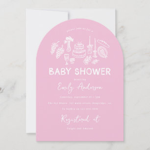 Invitation Coquette rose baby shower à main moderne