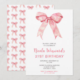 Invitation Coquette rose Bow fête d'anniversaire