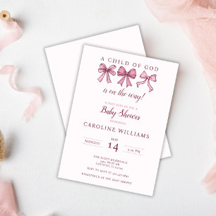 Invitation Coquette Rose Bows Christian Enfant de Dieu Fille