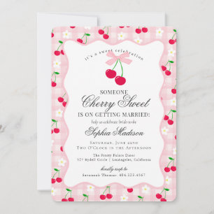 Invitation Coquette rose cerise En vichy Fête des mariées