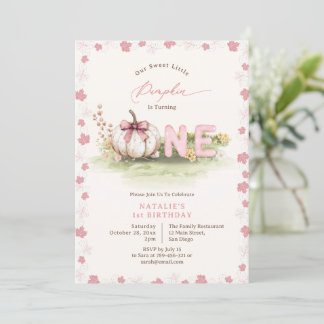Invitation Coquette rose douce Petit Citrouille 1er anniversa