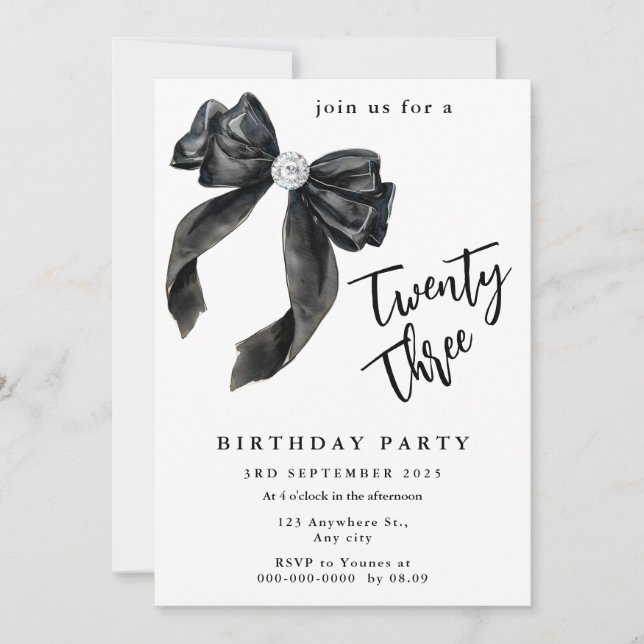 Invitation Coquette rose étincelante Anniversaire (Devant)