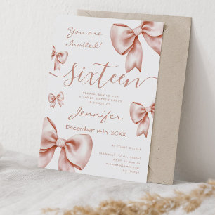 Invitation Coquette Rose Gold Bow Sweet 16 Party