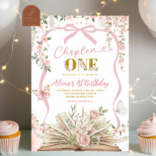 Invitation coquette rose pâle histoire anniversaire