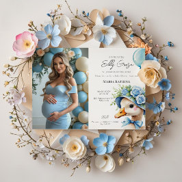 Invitation Coquette Silly Goose Blue Bow Boy Baby Shower