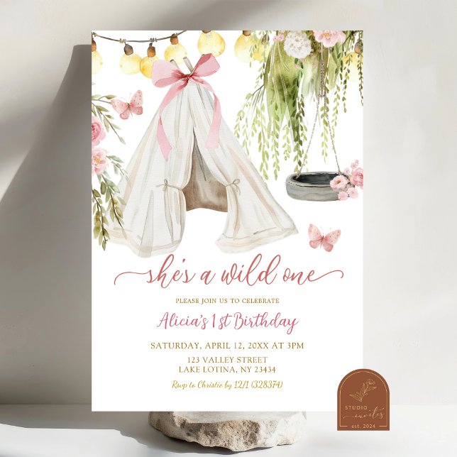 Invitation Coquette Teepee Wild One Girl First Birthday (Créateur téléchargé)