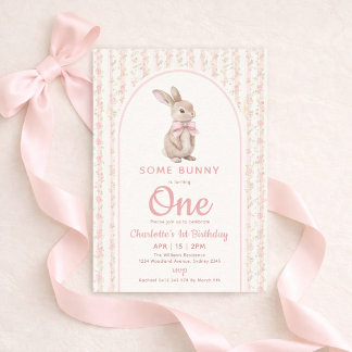 Invitation Coquette Vintage Some Bunny is One Birthday