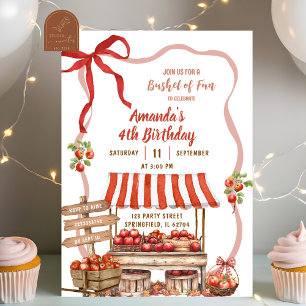 Invitation Coquette Wavy Bow Orchard Patch Girl Anniversaire