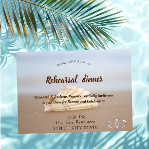 Invitation Coquillage de plage, dîner de répétition de mariag