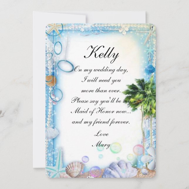 Invitation Coquillage De Plage Tropical Mariage Maid Of Honor (Devant)