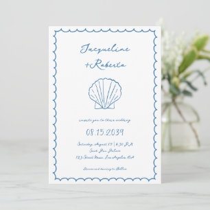 Invitation Coquillages dessinés main Whimsical Fun Vintage Ma