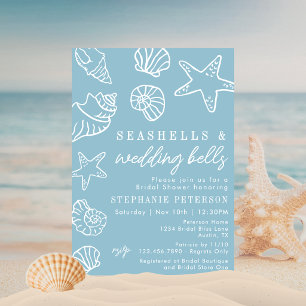 Invitation Coquillages et Cloches de Mariage Réception de Ma