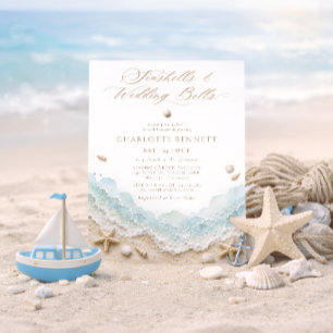 Invitation Coquillages et Cloches de Mariage Réception de Mar