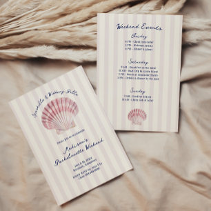 Invitation Coquillages et cloches de mariage Rose marine Ente