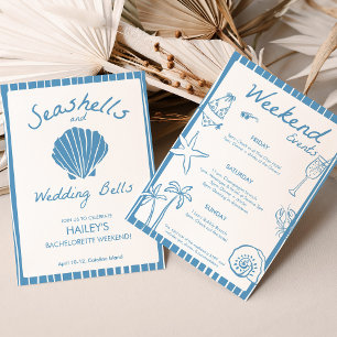 Invitation Coquillages et cloches Mariages Bachelorette