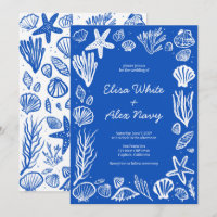 Coquillages Frame Beach Wedding Blue CUSTOM