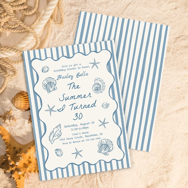 Invitation Coquillages L'Été J'Ai Tourné Trente Anniversaire (Créateur téléchargé)
