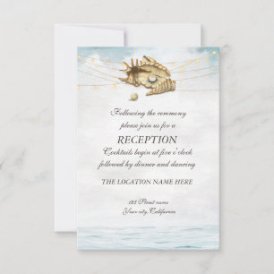 Invitation Coquillages,Mer,Guarlandes de lampions Réception d