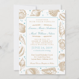 Invitation Coquillages Plage nautique Mariage Aqua/Tan