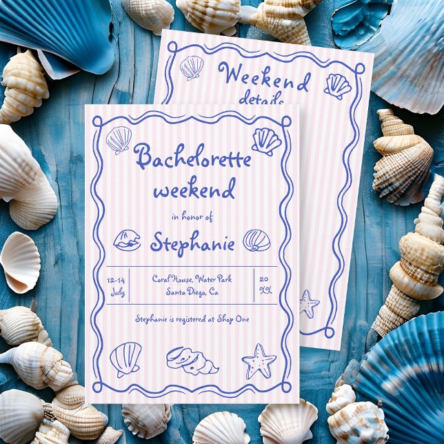 Invitation Coquilles de mer griffées à la main bachelorette r (Créateur téléchargé)
