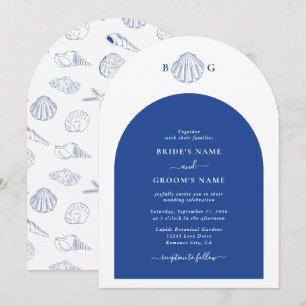 Invitation Coquilles Saint-Jacques bleues Mariage sur la plag