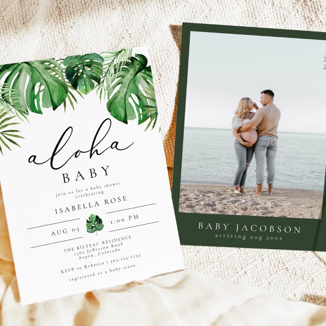 Invitation CORA Tropical Palm Aloha Baby Baby shower (Créateur téléchargé)