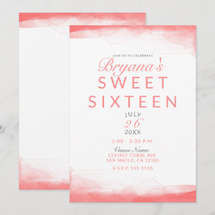Invitation Corail Chaud Aquarelle Lumineuse Moderne Élégante 