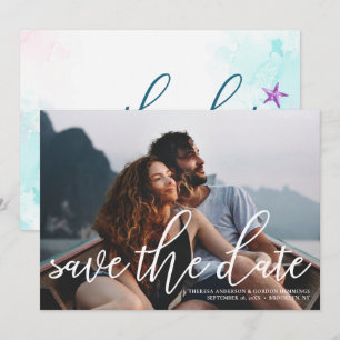 Invitation Corail Coral Reef Photo Enregistrer La Date