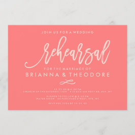Invitation Corail de répétition Mariage à main chic