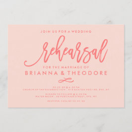 Invitation Corail de répétition Mariage à main chic