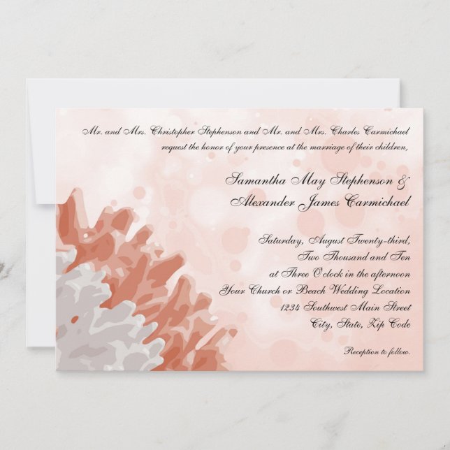 Invitation Corail et récif blanc (Devant)