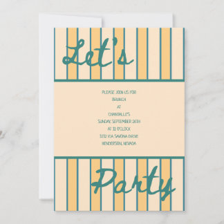 Invitation Corail Moderne et Rayures Vertes