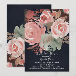 Invitation Corail Peach rose Soft Bold Fête des mariées flora