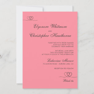Invitation Corail rose chic moderne mélange et correspondance