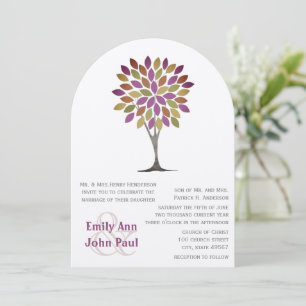 Invitation Corail Rose Citron Vert Moderne Fleur Arbre Mariag